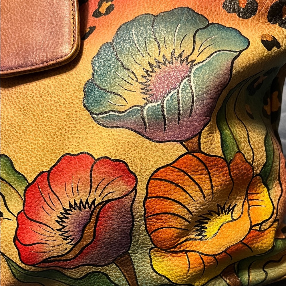 Anna by Anuschka Handpainted Floral Multicolor Tote Bag - Picture 3 of 12